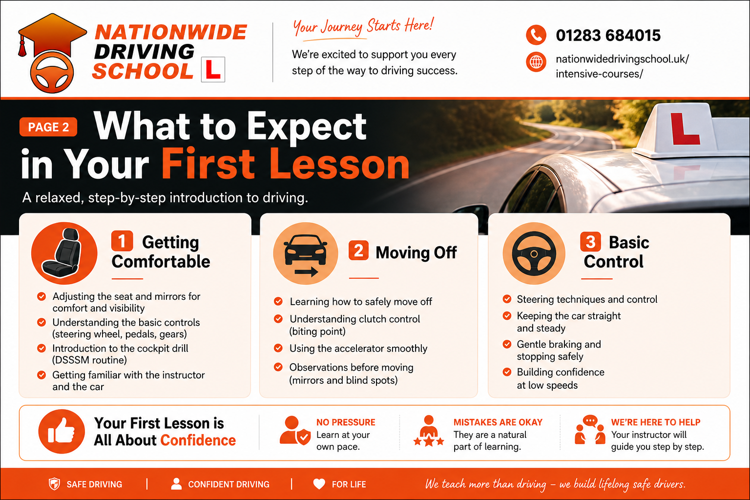 First driving lesson guide for new learner drivers